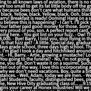 l'intégralité du script du film sur les abeilles