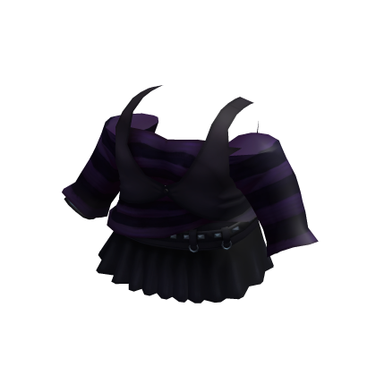 Purple & Black Gothic Vamp Striped Dress thumbnail