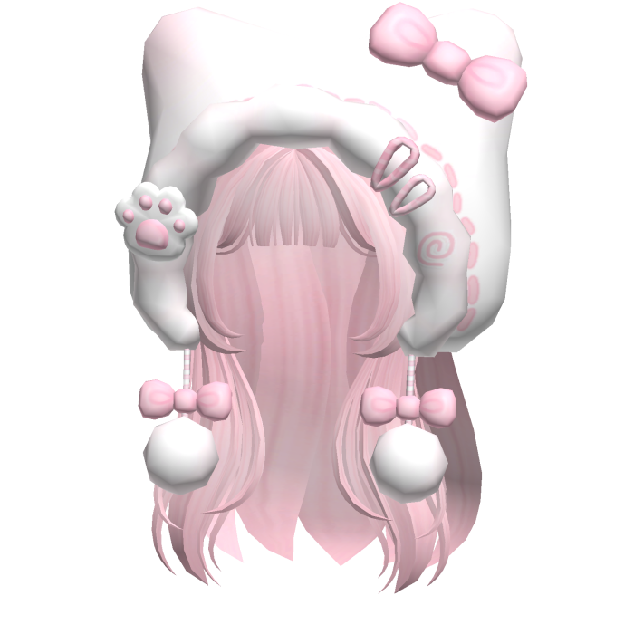 ♡ pink kawaii layered hair with kitty hood