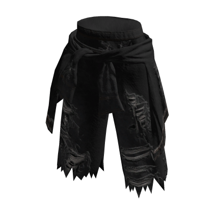 Low waist torn Black Denim street shirt tied jorts thumbnail