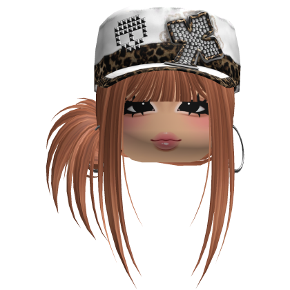 Gyaru Side Bun Hair w/ Cheetah Cap & Earrings