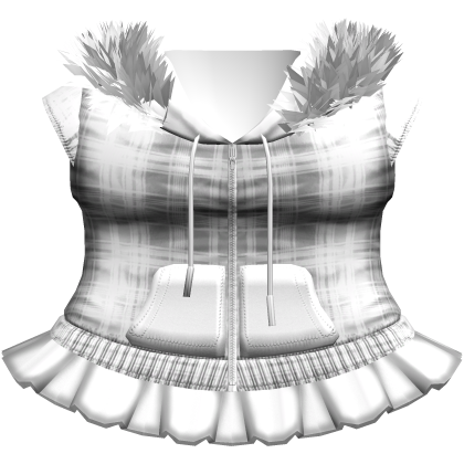 ♱ gothic plaid emo fur hoodie + skirt white Roblox item