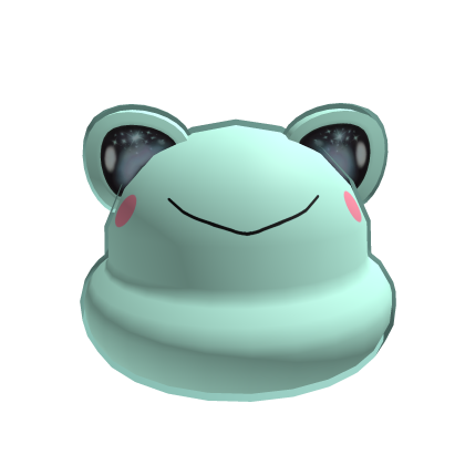 Cute mint green frog beanie with eyes - pink blush