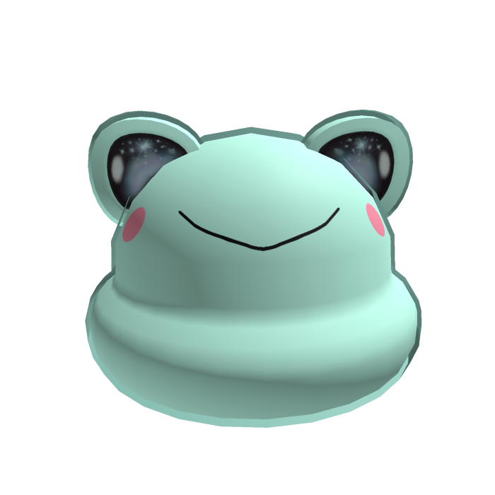Cute mint green frog beanie with eyes - pink blush