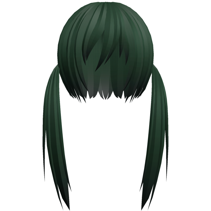 dark green razor cut low pigtails