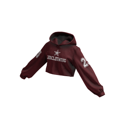 JONCLOTHING Cropped Oversized Hoodie Y2K Maroon thumbnail