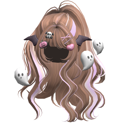 Milktea&Purple Halloween Hairclips Wavy Half Down