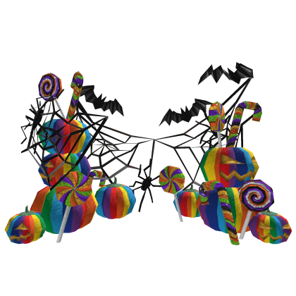 Rainbow Halloween Pumpkin Bat Spider Black Web