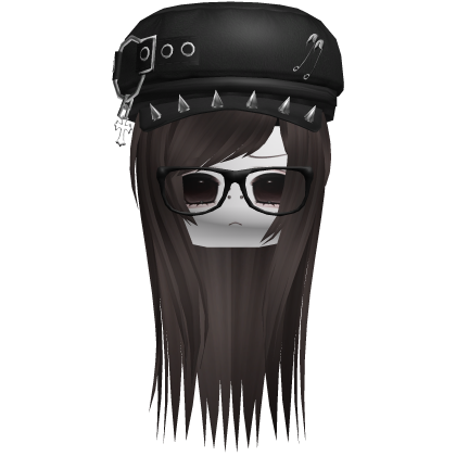 Vkei Moe Dark Brown Long Scene Hair /w Punk Hat