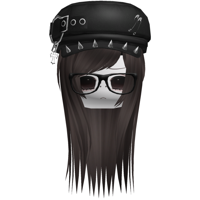 Vkei Moe Dark Brown Long Scene Hair /w Punk Hat