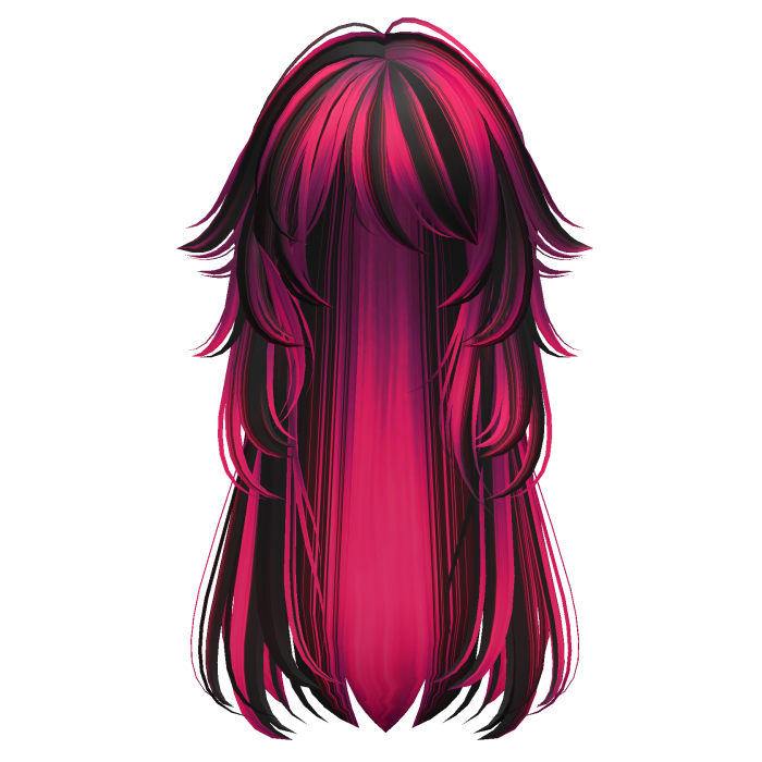 long fluffy anime hair with tufts (pink & black)