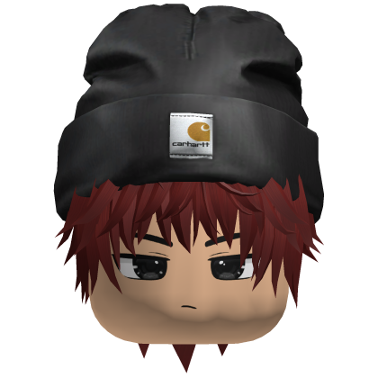 messy emo boy hair w/ Carhart Beanie (red) Roblox item