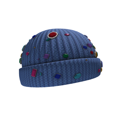 Blue Diamond Gem Knit Beanie Hat