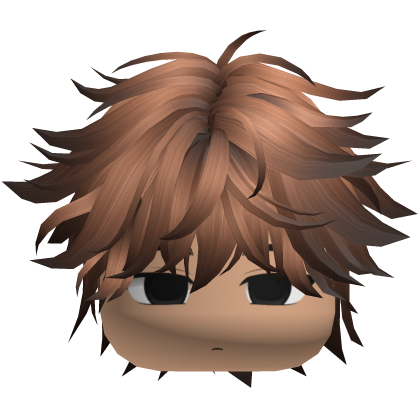 Cute Y2K emo boy messy fluffy brown hair