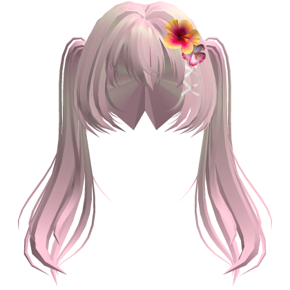 Hibiscus Pink Summer Twintails w Ribbons Roblox item