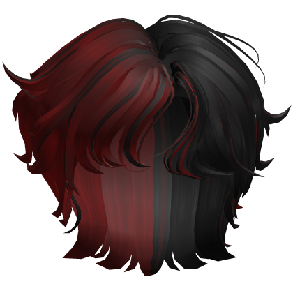 Wavy Middle Part Boy Hair (Black & Red Split) Roblox item