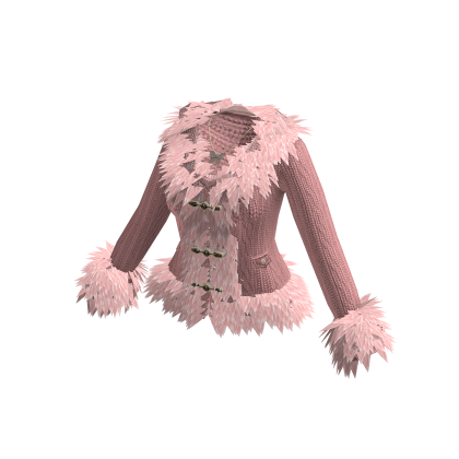 Fitted Jacket with Fluffy Trim (Pink)