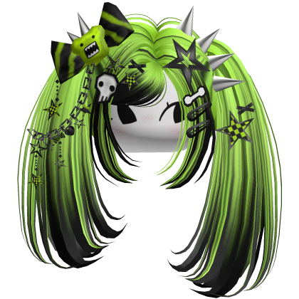 ♡ Scene Spiky Moe Pigtails (Neon Green)