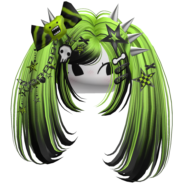 ♡ Scene Spiky Moe Pigtails (Neon Green)