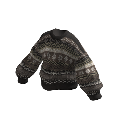 Oversized Knitted Granpa Sweater Dark Brown