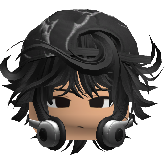 Grunge Moe Black Wavy Hair /w Hat