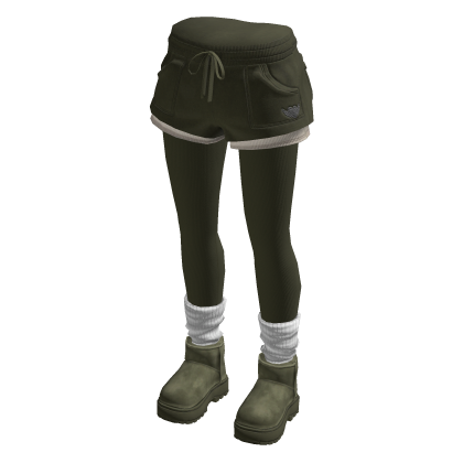 Drawstring Shorts with Contrast Trim (Olive)