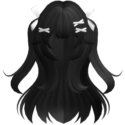 Black Cute Wavy Pigtails w/ Ribbon Clips