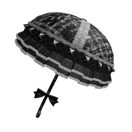 -♤ Black EGL Mori Kei Gothic Plaid Umbrella - Roblox item