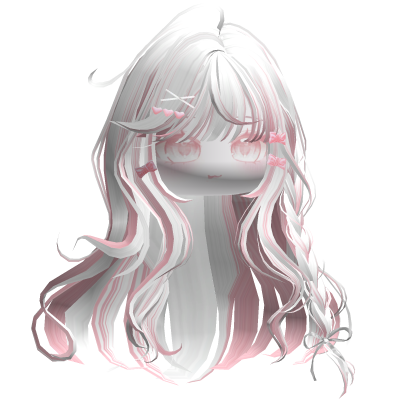 Shoujo Girl Braids w/ Bow Clips (White&Pink) Roblox item