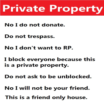 Private Property Sign for Bloxburg Roblox decal