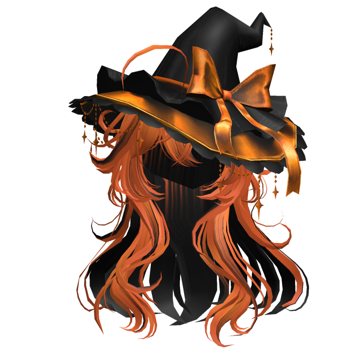 Anime Girl Hair w/Witch Hat (Orange&Black)