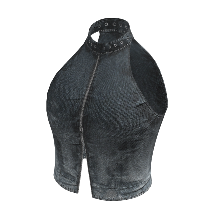 y2k ☆ blue denim zipper top vest