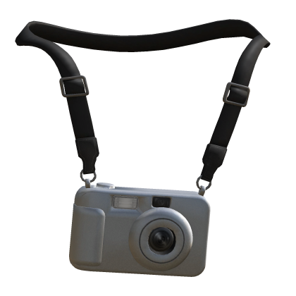 Silver Y2K Digital Camera w/ Neck Strap Roblox item