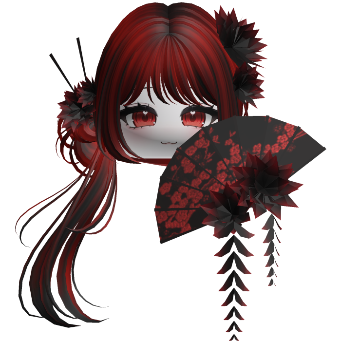 Side Ponytail w/ Cherry Blossoms & Fan