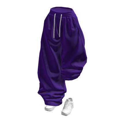 Purple Half Raised Baggy Sweatpants w/ White Shoes