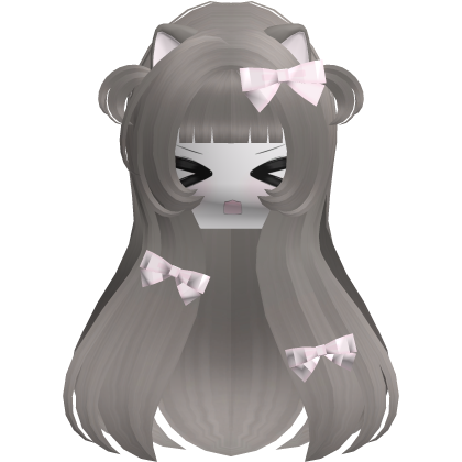 Kawaii Ash Brown Long Flowy Hair /w Bows