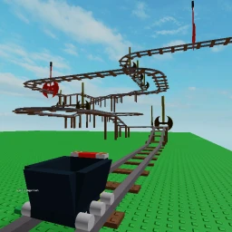 cart ride with swinging axes icon