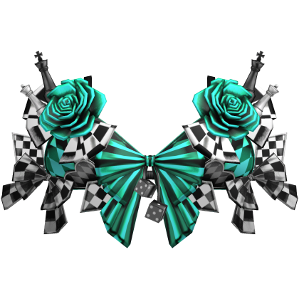 Checkered Chess Piece Corset Top w Roses in Teal
