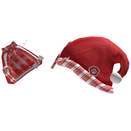 ‧꒰🎀୭ cute candy cane christmas hat w cat ear ᵎᵎ Roblox item