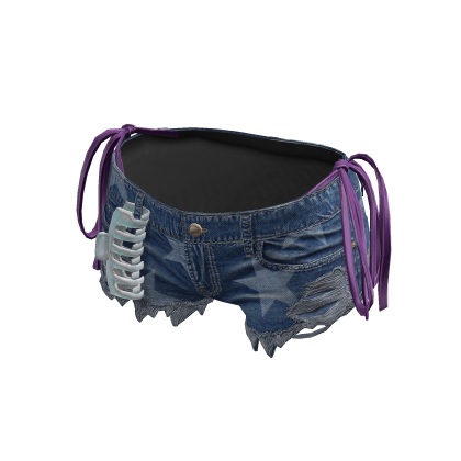 BB Y2K Summer Ripped Blue Shorts & Purple Bikini thumbnail