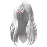 🍀Y2K Long Hair w Pink Star Clips (White)
