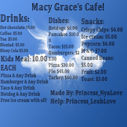 Laila's Menu  Cafe! BloxBurg Roblox decal