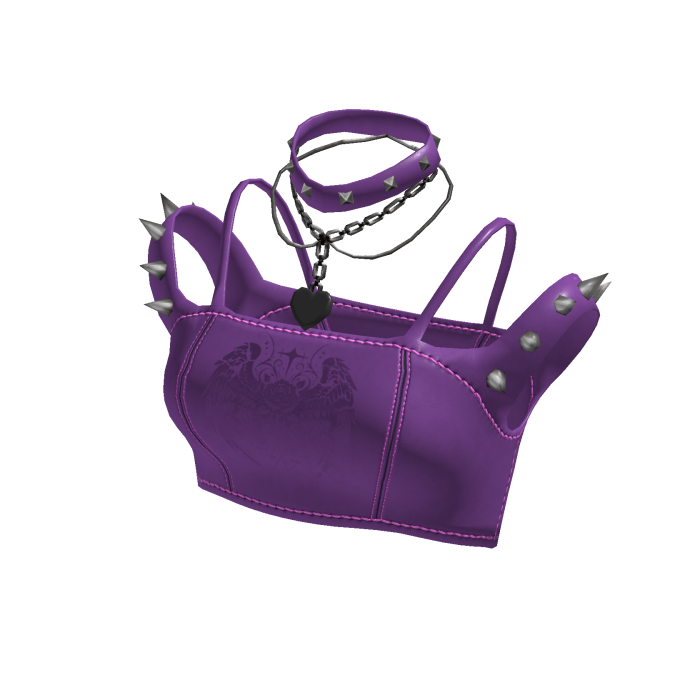 Purple Punk Spiked Leather Crop Top[MetaMuse]