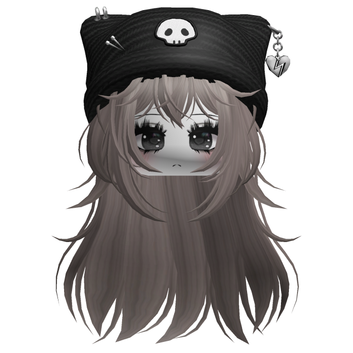 Emo Kawaii Skull Beanie W/ Wolfcut Ash V2