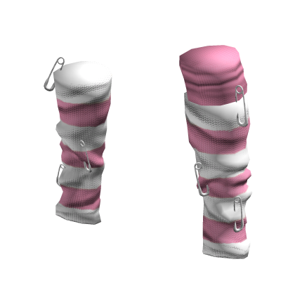 Y2k Striped Pink & White Leg Warmers w Pins