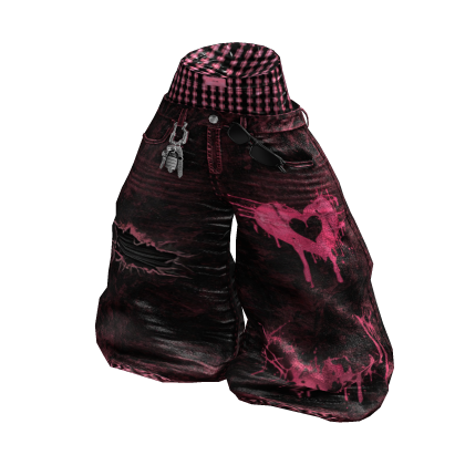 Y2K Halloween Saggy Boxer Jeans (Pink Heart)