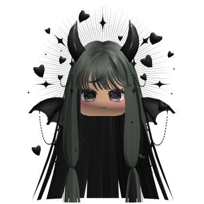 Cute Demonic Wings Heart Hair (Green)