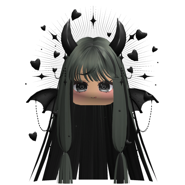Cute Demonic Wings Heart Hair (Green)