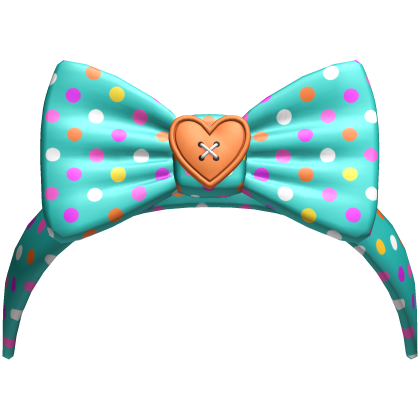 (19) Teal w Orange Polka Bow Headband Roblox item