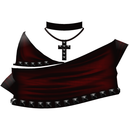 gothic emo red top w studded cross choker Roblox item